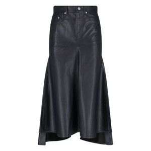 Victoria Beckham High-Waisted Leather Midi Skirt With Flared Design - NWT